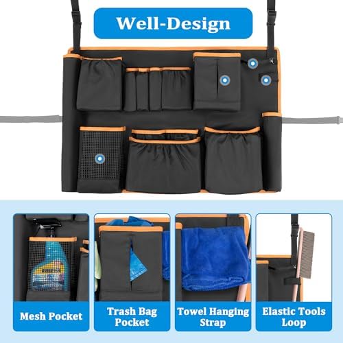 HODRANT Trash Can Caddy Bag with 13 Pockets Fit 32-55 Gallon Garbage Bin - Image 3