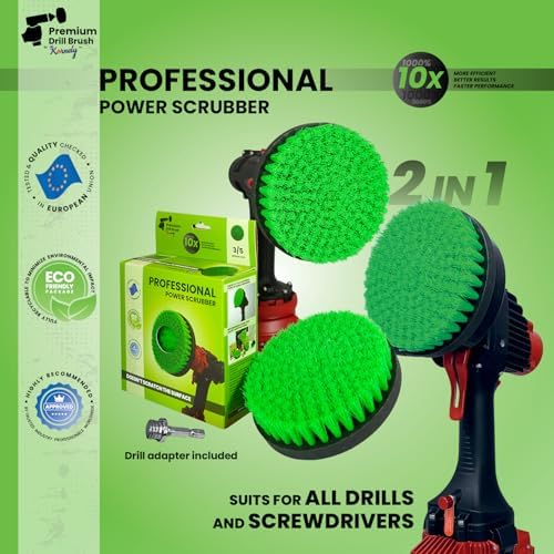 Premium Drill Brush Professional– 2in1 for Drill & Angle Grinder Medium-Stiff 6 in Green | Scratch-Free Kitchen Cleaning Brush for Ovens, Hobs, Worktops, Floor Tiles, Cupboard Doors, Cookware - Image 6