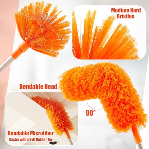 30 Feet High Reach Duster Kit with 2-24 ft Extension Pole for Fans, Orange - Image 5