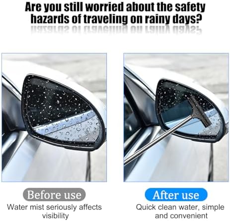Bittwee 2PCS Car Side Mirror Squeegee, Retractable Auto Rearview Mirror Wiper, All-Purpose Window Squeegee for Cleaning Shower Glass Door, Vehicle Accessories Universal Fit（Green/Blue） - Image 6