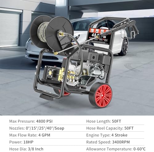 4800 PSI Gas Pressure Washer 500cc 18HP Engine 4GPM - Image 4