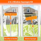 152'' Window Cleaning Kit, 2 in 1 Window Squeegee with Extension Poles, Window Cleaner Tools for Indoor/Outdoor High Window, Car, Glass - Image 3