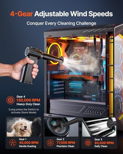 Compressed Air Duster, 130,000RPM Ultra-Powerful Electric Air Duster - Image 4