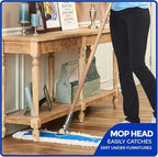 Nine Forty 24" Premium Cotton Dust Mop Kit - Heavy Duty Mop Head with Wood Handle for Industrial, Commercial, and Residential Cleaning - Dry Floor Duster for Hardwood Surfaces - White - Image 3