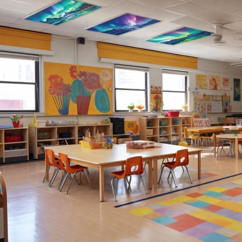 6 Pack Fluorescent Light Covers with 60 Magnets Decorative for Classroom Ceiling Lights 4 x 2 Feet Magnetic Light Covers Filter Easy Install for Office Home Hospitals Drop Ceiling Supply (Blue Aurora) - Image 7