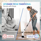 Electric Spin Scrubber for Cleaning, Cordless Power Scrubber with Long Handle, 10 Replaceable Brush Heads, 2-Speed, IPX7 Waterproof for Bathroom, Shower, Tub, Tile & Kitchen - Image 4