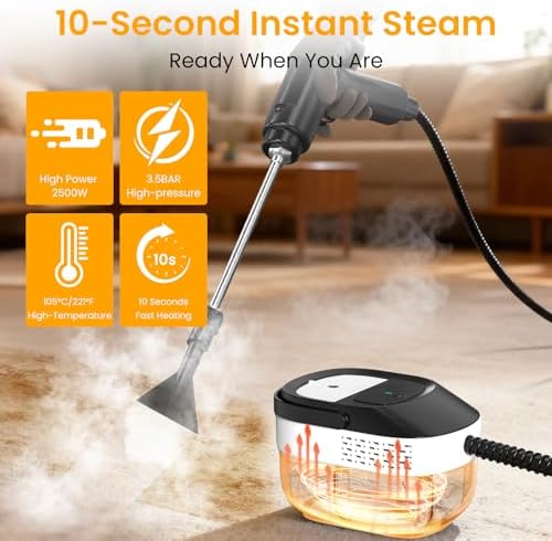 Granarbol Steam Cleaner, 2500W 1.6L Handheld Steamer for Home Car Cleaning - Image 2