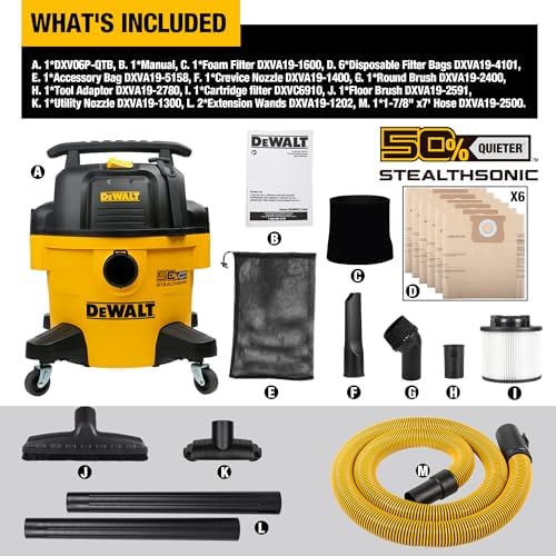 DEWALT 6 Gal 5 HP STEALTHSONIC Quiet Shop Vacuum Wet and Dry DXV06P-QTB - Image 5
