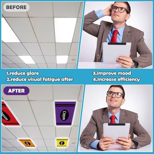 6Pcs Classroom Fluorescent Magnetic Light Covers,2x4 FT Colorful Crayon - Image 5