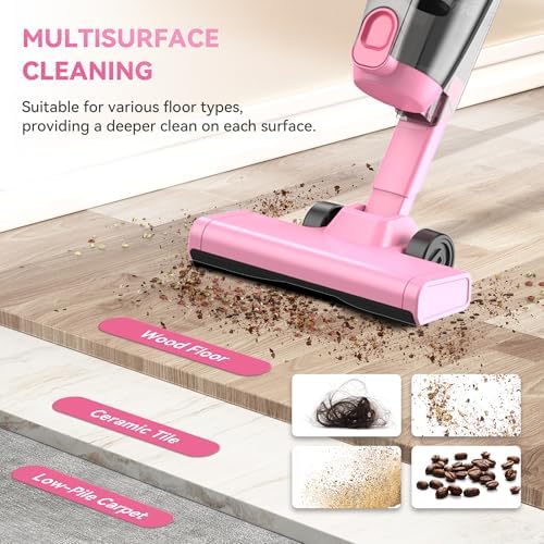 Vazone R6X Corded Stick Vacuum Cleaners for Home, 20Kpa Powerful Suction Stick Vacuum with 16Ft Cord, 2 in 1 Lightweight Handheld Vacuum Cleaner for Hardwood Floor Pet Hair (Cerise) - Image 3