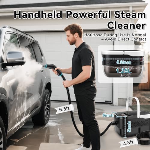 Steam Cleaner, Handheld Steamer for Cleaning with 17pcs Accessories, 3 Level Adjustable, 15s Heat Up, 2500W High Pressure Portable Steam Clean for Home, for Tile, Dirt, Grout, Grease, Car Detailing - Image 3