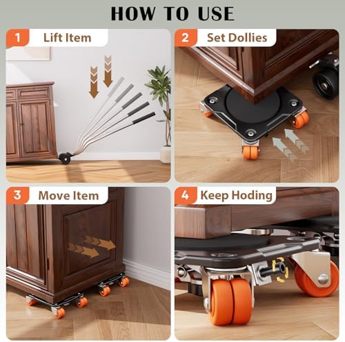 ONEON Heavy Duty Furniture Movers with Wheels &Lifter(10 Dual Wh Parked_XL) - Image 5