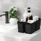 rejomiik Portable Shower Caddy Basket Plastic Cleaning Caddy Organizer Storage Tote with Handle for Bathroom, College, Dorm Room Essentials, Black - Image 2