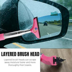 Side Mirror Squeegee, Window Cleaner Tool, Retractable Car Side Mirror Squeegee with Telescopic Long Handle, Car Mini Portable Window Cleaner Tool for Rainy Weather (Colorful Flag/Pink) - Image 6