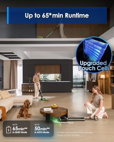 Tineco Floor ONE S7 Master Wet Dry Vacuum Cleaner, 23kPa Suction Vacuum Mop with DustReveal Green Headlight, 65 Min Runtime, 185°F Flashdry, 3.9inch Ultra-Slim Stretch Mop - Image 3