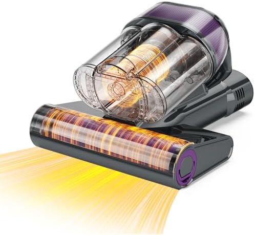 LED Display Mattress Vacuum Cleaner, 18Kpa Bed Vacuum Cleaner with 253.7nm UV-C Light, HEPA Filter & Ultrasoni, 149℉ Heat, Triple-Cup Versatile Handheld Vacuums for Bed Sofa Carpets Pet Hair Fine Dust by Unknown