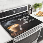 Coffee Cup with Beans Print Stove Top Cover for Electric Stoves, Vintage Coffee Themed Glass Cooktop Cover 28x20 Inch Brew Hot Cafe Pattern Dish Drying Mat for Kitchen Countertop Coffee Bar by Unknown