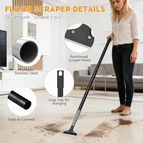 Luvenia Heavy Duty 4-Inch Razor Blade Floor Scraper, 62-Inch Long Handle - Image 4
