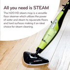 H2O HD Steam Mop & Handheld Steam Cleaner | 3-in-1 Floor Steamer | 1500W Power & 450ml Removable Tank | Foldable Storage | Hardwood, Tile & Laminate Cleaner - Image 5
