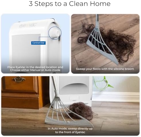 EyeVac Pro & Squeegee Broom Bundle - Touchless Vacuum Automatic Dustpan with Multisurface Broom - Great for Pet Hair, Dirt & Debris, Corded Bagless Canister Vacuum, 1400 Watt (White) - Image 2