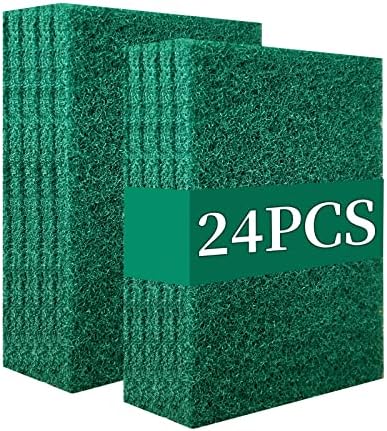 Heavy Duty Scour Pads Sponge Dish Scrubber Non-Scratch Green Reusable Household Scrub Pads for Kitchen and Dish Cleaning Tool (24Pcs) by GUEICN