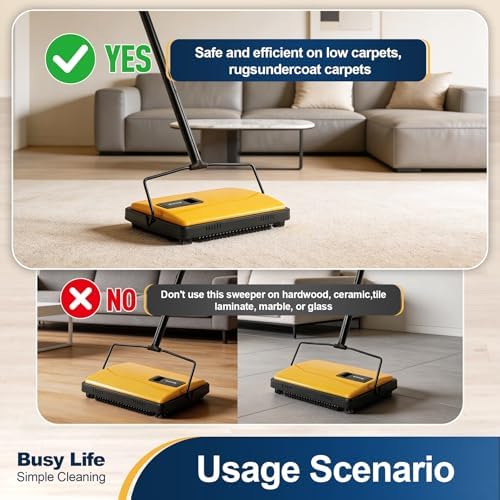 Yocada Manual Carpet Sweeper Cleaner Household Sweeper Hand Push - Image 5