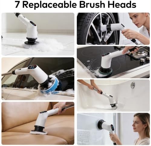 Electric Spin Scrubber, Cordless Cleaning Brush with 7 Brush Heads - Image 2