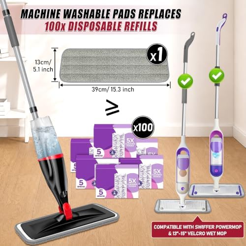 Spray Mops for Floor Cleaning: Hardwood Floor Mop Wet Mop & 3 Washable Pads - Image 3