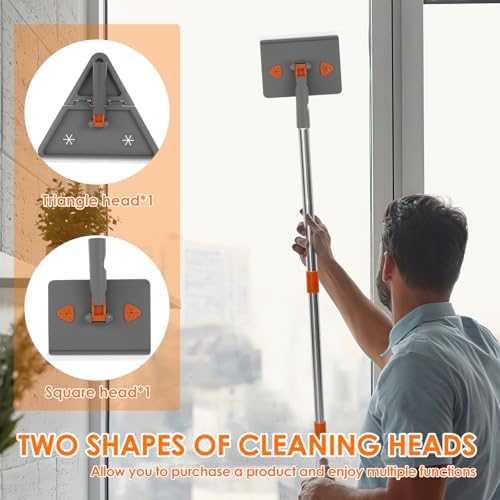 Wall Mop with Long Handle, 80 inches Upgraded Telescopic Wall Cleaning Mop for Dry Wet Use, Multipurpose 180 Degree Collapsible Baseboard Cleaner Tool for Cleaning Window Cabinet - Image 6