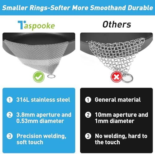 Cast Iron Cleaner & Chainmail Skillet Scrubber - 14''x14'' 3.8mm Small Ring, 316L Stainless Steel Interlocking Mesh Sheet, Flexible Chainmail Panel, Fine Linked Ring Fabric, Woven Ring Net - Image 4