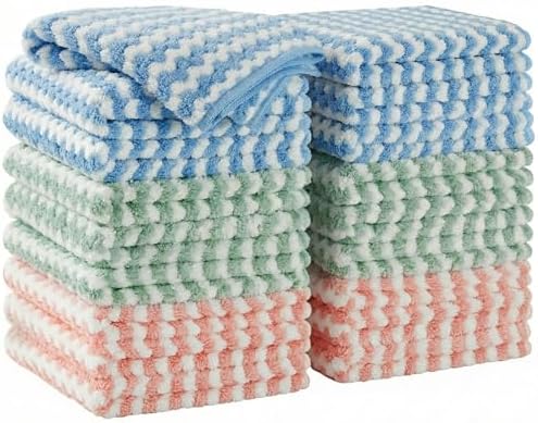 JOYMOOP 18 Pack Microfiber Cleaning Cloth, Kitchen Towels for Dish Drying Washing, Absorbent Streak Free Lint Free Rags for Cleaning, Reusable and Washable Towels - 10" x 10" by JOYMOOP