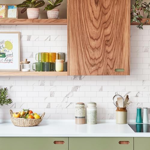 STICKGOO 10-Sheet Subway Tile Peel and Stick Backsplash, Calacatta - Image 2
