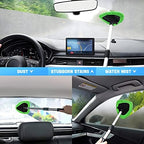 Extendable Car Windshield Cleaning Tool with Microfiber Pads, Green - Image 4