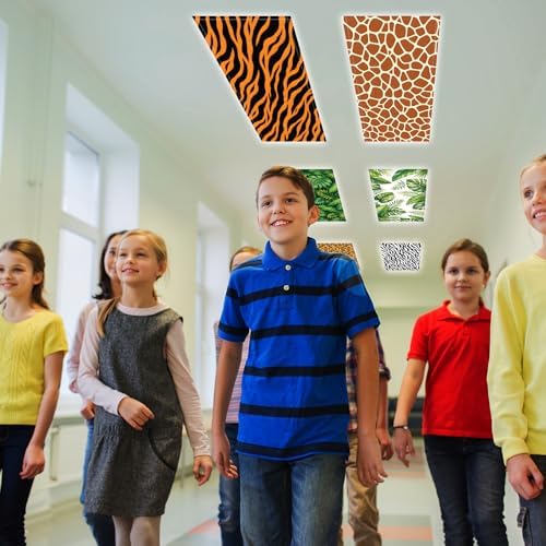 6Pcs Classroom Fluorescent Magnetic Light Covers,2x4 FT Wild Animal Print - Image 6