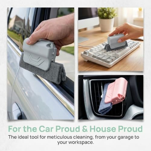 2PCS Magic Car Window Track Cleaner Tool Set, Pink&Gray - Image 5