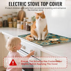 NYZE Stove Top Cover for Electric Stove 28x20 Inch Silicone Stove Topper & Protector, Decorative Kitchen Mat for Electric/Glass Stove Top (Cream & Gold Floral Tree) - Image 4