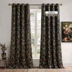 StangH Vintage 100% Blackout Black Floral Velvet Curtains 84 Inch 2 Panels by StangH