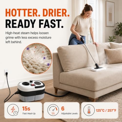 2500W High Pressure Handheld Steam Cleaner, Portable Steamer for Cleaning - Image 3