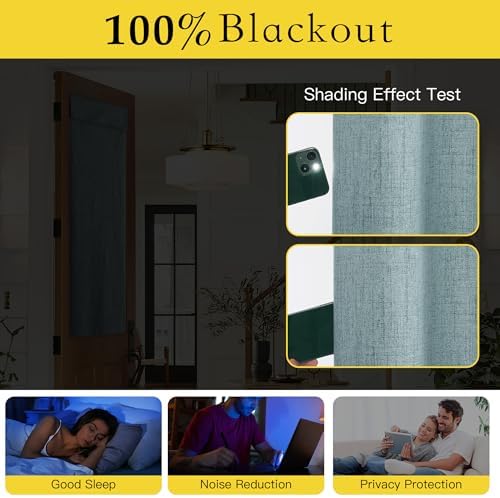 NICETOWN 100% Blackout Linen French Door Curtain, Skylark Blue, 1 Panel - Image 4