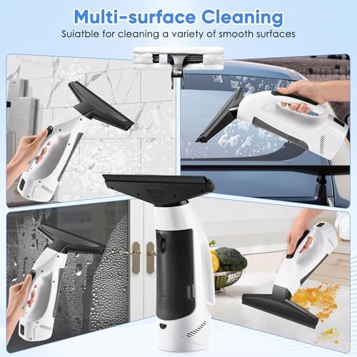 Window Vacuum Squeegee Cordless, 2000Pa Electric Rechargeable Window Cleaner with 200ml Water Tank, Cleaning Kit with Spray Bottle & Microfiber Pad for Glass, Mirror, Shower Door, Car Windshield - Image 5