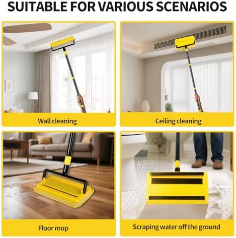 High Ceiling Fan Cleaner Duster for Fans Blades Cleaner with 78.7in Extension Pole Extra Long Handle Cleaning Tool，Reusable Chenille & Microfiber Mop Head for Baseboard Wall Floor Window Glass Wiper - Image 5