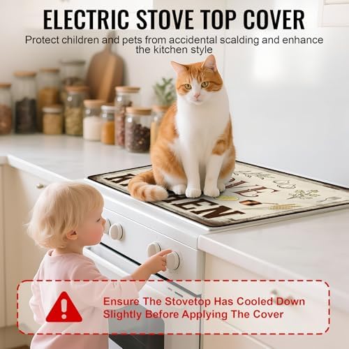 NYZE Stove Top Covers for Electric Stove for Kitchen (Rustic Farmhouse Kitchen) - Image 4