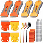 8 Pack Razor Blade Scraper, Retractable Razor Blade Scraper Tool with 120Pcs Blades and 3 Types of Cleaning Brushes, Multi-Purpose Cleaning Plastic Scrapers for Cooktop Glass Oven Stove by SpecializedinScrapingandPlasteringTool