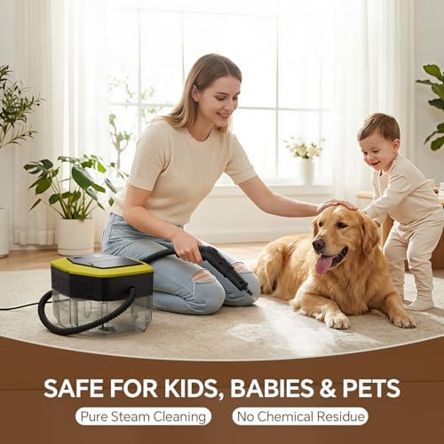 Heapsion Steam Cleaner, Steamer for Cleaning with 15s Fast Heat-Up, 6 Adjustable Levels, 12-Piece Accessories, 1500W Portable Steam Cleaner for Grout, Tiles, Kitchen, Car Detailing, Yellow - Image 5
