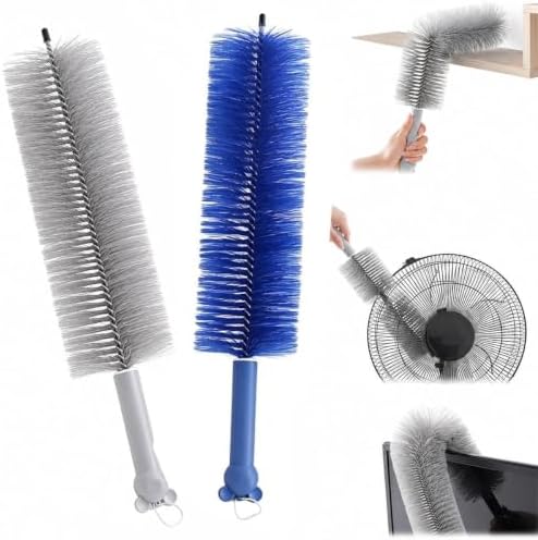Fan Cleaner Brush with Bendable Microfiber Head, Reusable Washable Ceiling Fan Duster for Fan Blades, Air Conditioners, Window Blinds, Curtains, Car Vents and Household Cleaning (Blue+Grey) by ByCallMax