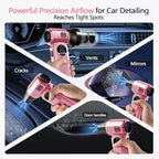 B50 Compressed Air Duster & Vacuum Cleaner, 0.6 lb Lightweight Powerful Mini Blower, Smart Display & Variable Speed, Rechargeable Air Duster for Keyboard, PC, Computer,Vanity, Desk, Car & Home – Pink - Image 5