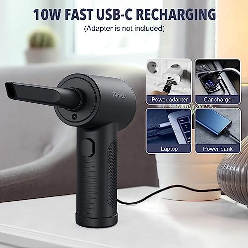 Compressed air Duster, Yomile 2 in 1 120000RPM Cordless Air Duster with 7600mAh Battery Dust Blower for Keyboard Cleaner,Rechargeable Air Blower - Image 5