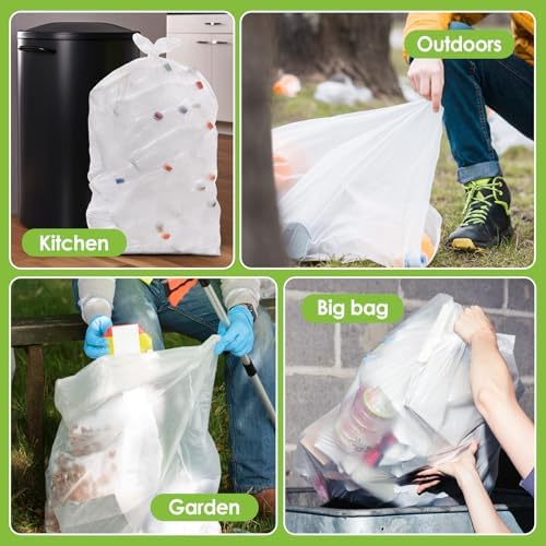Teivio Large Tall Kitchen Clear Trash Bags 15 Gallon 60 Count Garbage Bags - Image 6