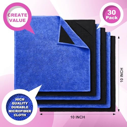 Tudomro 30 Pcs Magnetic Microfiber Cleaning Cloth, Black, Blue - Image 2