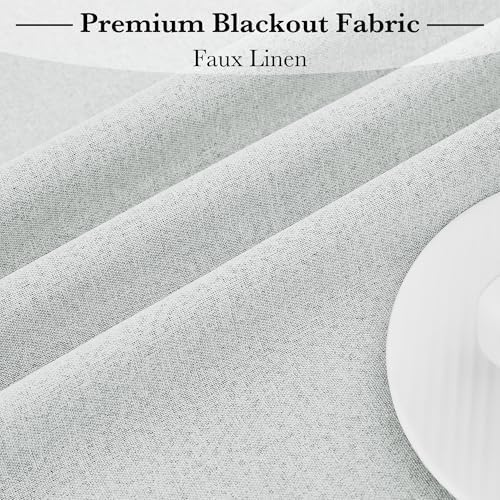 RYB HOME 100% Blackout Curtains for French Door, Privacy Lightweighted Door Window Curtains Thermal Insulated for Kitchen Living Room Easy to Install Blinds, W30 x L69 inch, 1 Pc, Greyish White - Image 5